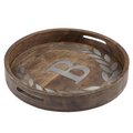 The Gerson Companies Gerson 93493 Heritage Collection Mango Wood Round Tray with Letter B 93493